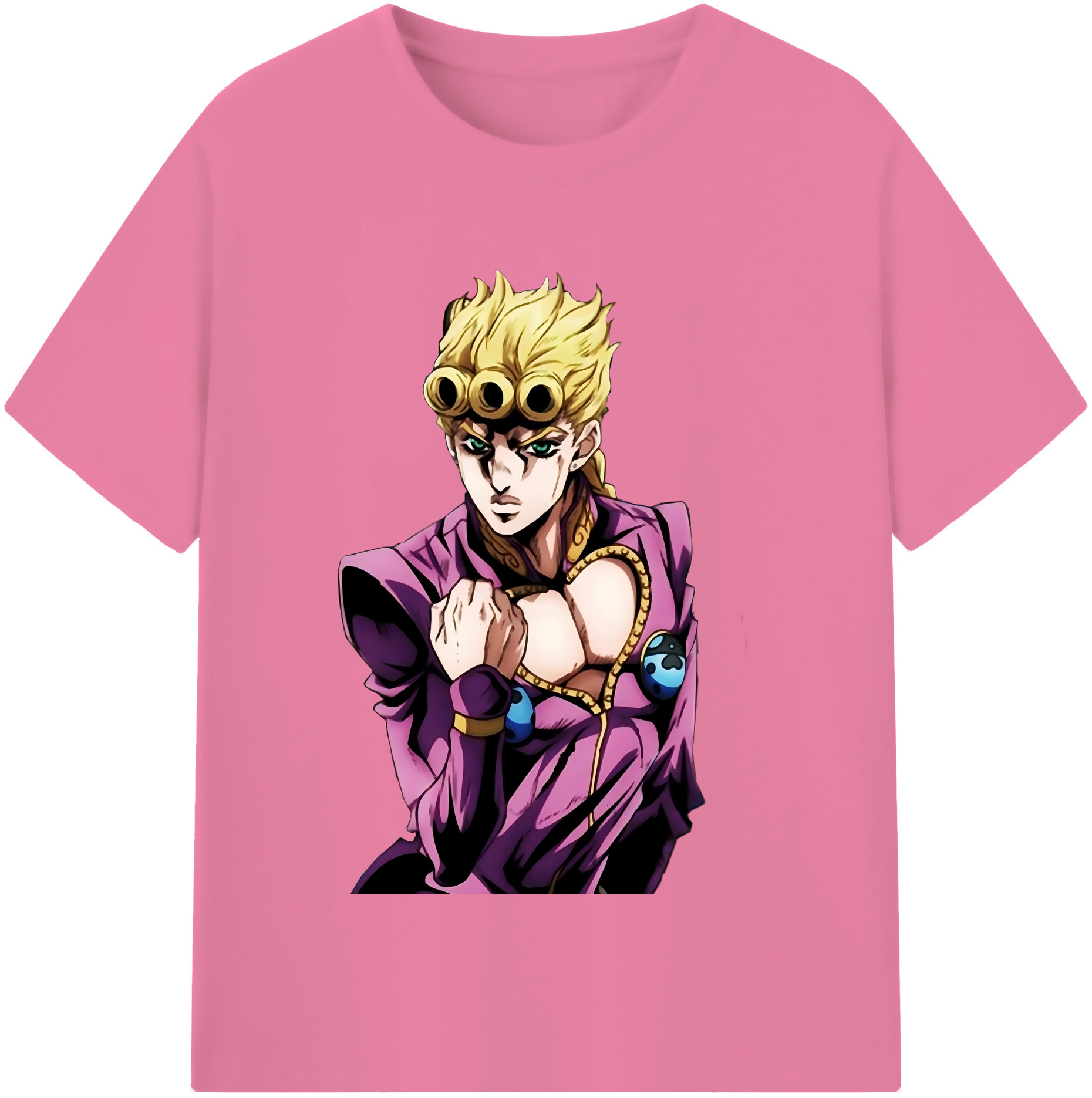 （画像用） ジョジョの奇妙な冒険 ジョルノ?ジョバァーナ JoJo's Bizarre Adventure Giorno Giovanna 綿100％半袖Tシャツ（フロントプリント）